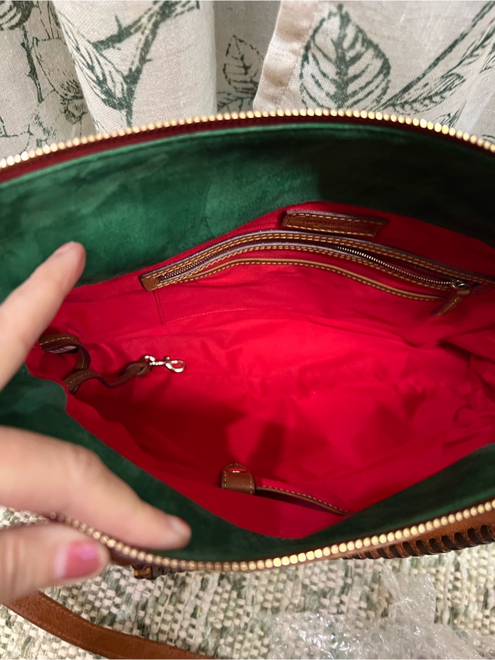 Dooney & Bourke Tan Leather Satchel with Tassels - Picture 3 of 6